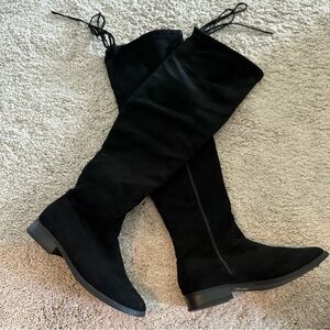 Black Suade Over the Knee Boots
